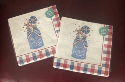 2 juegos de servilletas de papel dulce de verano rojo blanco azul patriótico Pioneer Woman Foto 1 de 4