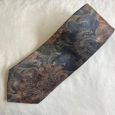 VTG Barry Manufacturing Silk Blend Neck Tie Paisley Pattern Neutral Vintage - Image 1 of 4
