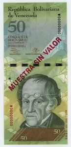 Venezuela 50 Bolivares 29-10-2013 Pick 92.s UNC Banknote Specimen Serie W - Picture 1 of 2