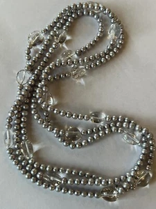 Artisan LONG Gray Freshwater Pearl &Clear Quartz Strand 63”! Boho Southwest - Picture 1 of 5