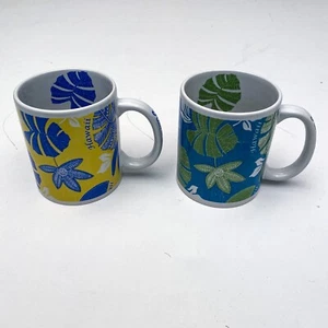 Seltene Hilo Hattie Hawaii 2014 gelb/blau Faua Tee Kaffeetasse Becher 2er Set - Bild 1 von 7