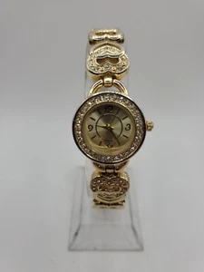 Damenmode Gemmte Herzen Quarzuhr 22 mm rund goldfarben Armband - Bild 1 von 9
