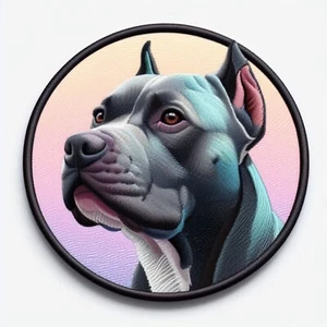 Pitbull Patch Printed Embroidered Base Iron-on Applique Dog Canine Puppy Pastel - Picture 1 of 11