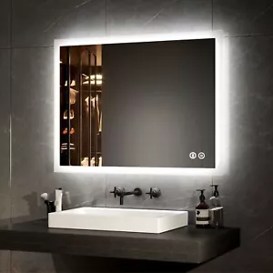 EMKE Illuminated Bathroom Mirror With LED light Bluetooth Shaver Socket Demister - Picture 1 of 19