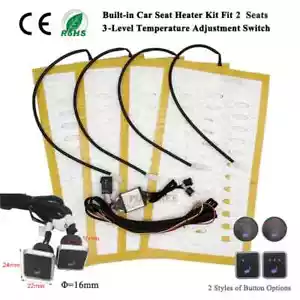 Universal Built-In Car Seat Heater Kit Fit 2 Seats 12V Alloy Wire Heating Pads - Picture 1 of 18