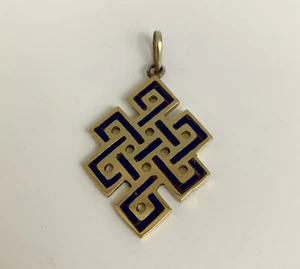 Ciondolo tibetano nodo infinito pendente Nepal pendente lapislazzuli - Foto 1 di 3