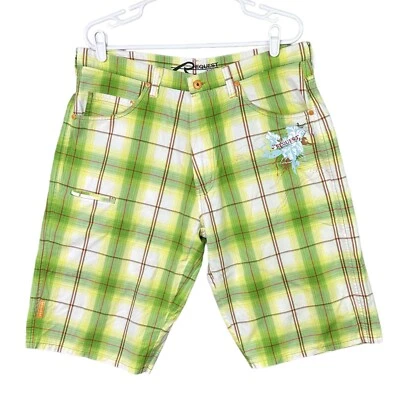 Pantalones cortos informales a cuadros Request Jeans para hombre 100 % algodón verde talla 36 Foto 1 de 4