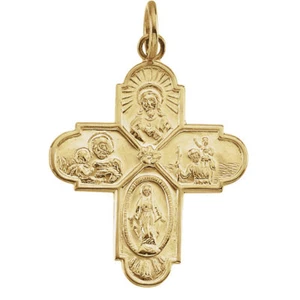 Medalla de cuatro vías en oro amarillo de 14 K - Imagen 1 de 1