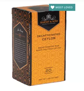 HARNEY DECAFFEINATED CEYLON DECAF Tea 20 ct tea bags boxed - Picture 1 of 1