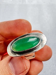 Stunning Niels Erik N.E. FROM Denmark Sterling Silver & Chrysoprase Ring - Picture 1 of 16