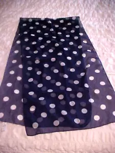 VINTAGE ~ NWT ~ 100% Polyester Scarf~Navy w Large White Polka Dots~MADE IN ITALY - Picture 1 of 6