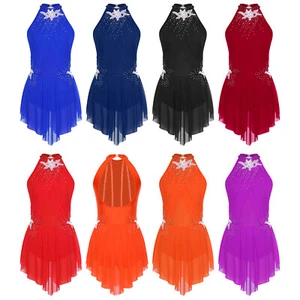 Vestido para mujer moderno ropa de baile vestidos brillantes sin mangas figura patinaje trasero - Imagen 1 de 59