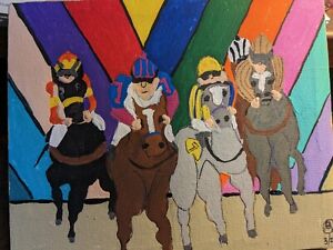 Acrylic Painting Of HORSE RACE