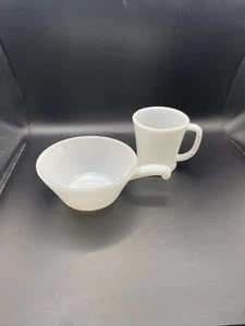 Tazza e ciotola da caffè vintage Fire King Ovenware 6 oz con manico ancoraggio gancio USA �� - Foto 1 di 10