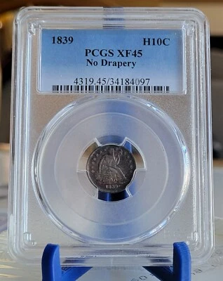 1839 P PCGS XF45 - No Drapery - Silver Seated Half Dime 5c - Image 1 of 2