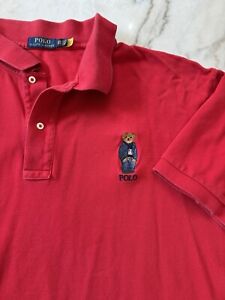 Ralph Lauren Shirt Mens 4 Xb Polo Bear Red  American Flag Preppy USA Classic