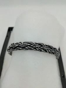 Ralph Lauren Braided Designer Bangle Bracelet Silver Tone Signed Luxury Y2K - Picture 1 of 7