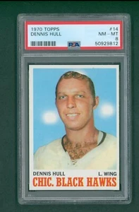 Carta Topps Hockey 1970 - #14 Dennis Hull, PSA 8 NM/MT - Foto 1 di 2