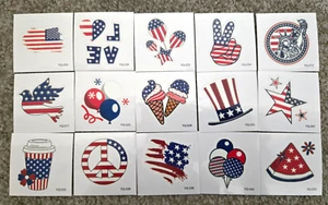 Patriotic Temporary Tattoos 15pcs Team USA Tattoo Flag - Kids, Teens, Adults - Picture 1 of 4