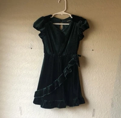 Zunie платье девочек зеленый бархат коротким рукавом праздник Рождественское платье девочек размер 4 - Изображение 1 из 4