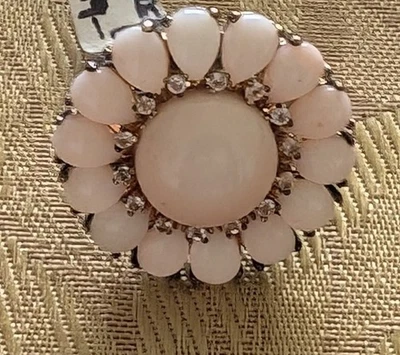 Anillo Carol Brodie Osiana Vemeil SS Coral y Topacio Blanco "Floral" Talla 9 Foto 1 de 4