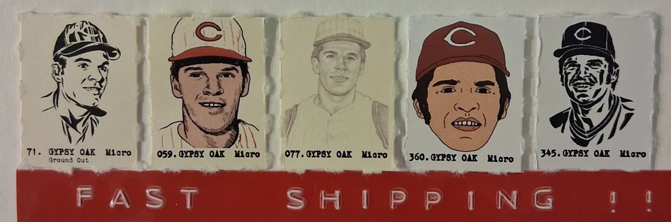 (5) PETE ROSE Cincinnati Reds Gypsy Oak Micro Gumball Machine Baseball Cards - Image 1 of 1