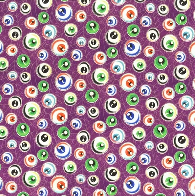 空白绗缝 - Spooky Aura - 谷歌眼睛 - 在黑暗中发光 - 紫色,BTY — 第 1/4 张图片