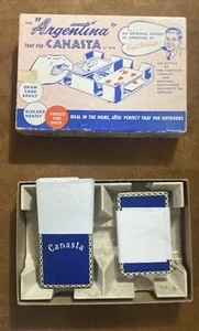 VINTAGE ARGENTINA CANASTA OR GIN TRAY/2 SEALED CARD DECKS ORIGINAL BOX - Picture 1 of 5
