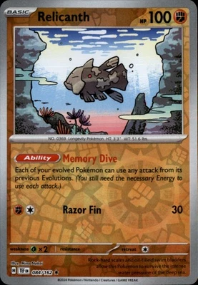 Relicanth - Reverse Holo Rare SV05: Temporal Forces 084/162 NM - Image 1 of 2