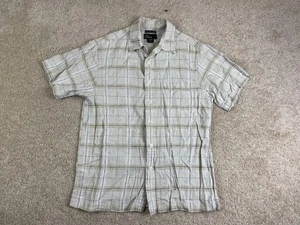 Vintage Marc Edwards Button Up Hemd Herren Medium Kragen Tasche kariert beige - Bild 1 von 9