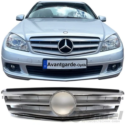Radiator Grill Silver Chrome Fits Mercedes C-Class W204 Avantgarde Look - Image 1 of 4