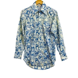 Camicia uomo Appaloosa Western Wear 15,5 blu floreale perla snap rodeo cowboy anni 80 - Foto 1 di 9