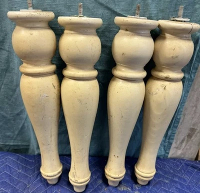 "4 patas de mesa de granja torneadas de madera rescatada blanca de colección 16"" de alto artesano" Foto 1 de 4