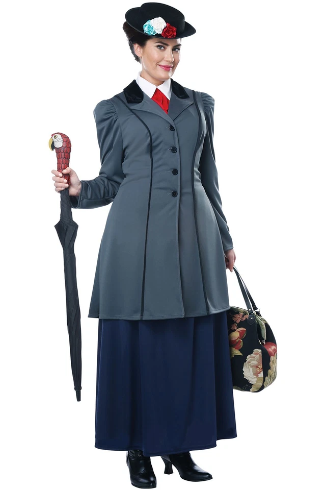 Disfraz de Niñera Inglés Talla Grande para Mujer Chaqueta Falda Sombrero Flores Halloween 01785 Foto 1 de 1