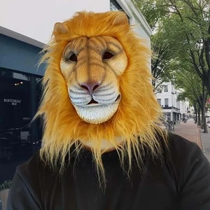 Latex Lion Head Mask Cosplay Prop Full Face for Birthday Night Club Carnival - Picture 1 of 7