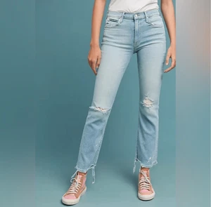 Pantalones de mezclilla MOTHER azul claro The Dutchie tobillo bonito tiro desteñido desgastado talla 26 - Imagen 1 de 9