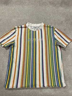 Asap Rocky Guess Los Angeles Shirt Mens Medium Stripe Short Sleeve Casual - Image 1 of 4