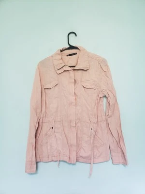 Maurices Juniors M Utility Style Jacket Full Zip Pink Lightweight Linen Cotton - Image 1 of 4