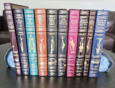 SIGNED Zane Grey Angling Library 10 Volume Set Derrydale Leather Limited Ed #812 - Image 1 of 4