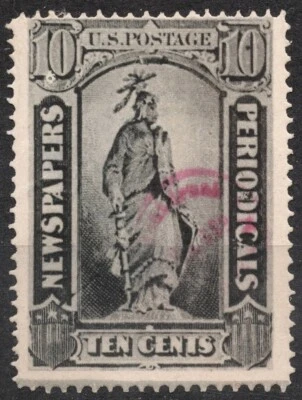 US NEWSPAPERS STAMPS PR15 10c 1875 , Statue of Freedom , LICHTDRUCK REPRODUCTION - Image 1 of 2