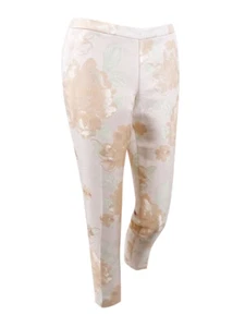 Calvin Klein Women's Petite Floral -Print Metallic Pants (2P, Nectar Multi) - Picture 1 of 2