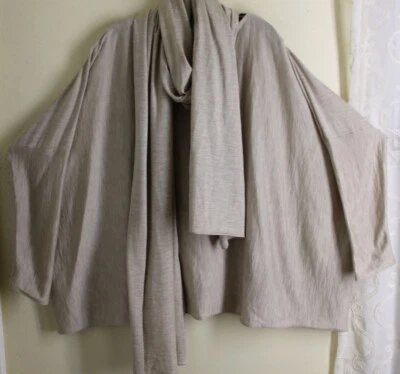 Jersey Eskandar 1 O/S Arena Natural Lana Cachemira Seda Suéter Monje Mantón Envoltura Foto 1 de 4