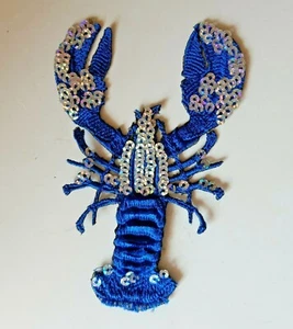Blue Lobster Handmade Extra Quality Embroidered Patch from Ukraine - Picture 1 of 7