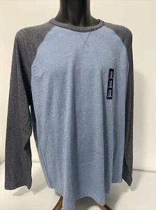 NWT Gap Men's Everyday Two-Tone Blue & Gray Crew Neck Long Sleeve T-Shirt Sz 2XL - Picture 1 of 12