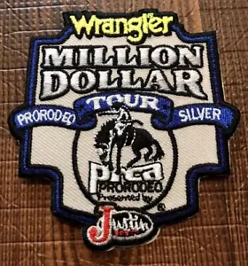 Parche vaquero Wrangler Million Dollar Pro Rodeo Silver Tour NUEVO de Justin Boot - Imagen 1 de 5
