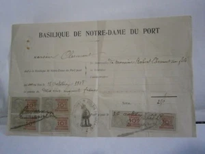 Quittance funérailles 1918 basilique notre-dame du port Clermont-Ferrand, - Imagen 1 de 1