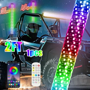 2FT Spiral LED Fat Whip Lights Antenna RGB Chasing For Can-am X3 RZR UTV ATV - Picture 1 of 13