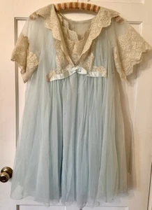 STUNNING VTG 60s Peignoir Nylon Chiffon Nightgown Robe Set Fancy Hollywood S - Picture 1 of 12