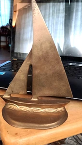 Solid brass sailboat art vintage sculpture - Picture 1 of 6