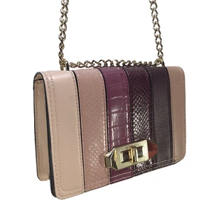 NWT Aldo Striped Multi Color Cross Body Bag Pink Mauve Purple - Picture 1 of 19